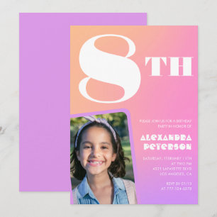 Pink 8th birthday invitations Colourful Photo
