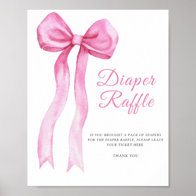 Pink a bow - diaper raffle poster (Front)