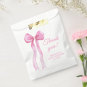 Pink a Bow It's Girl Baby shower Thank you Favour Bag