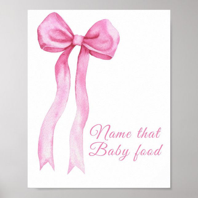 Pink a bow - name that baby food poster (Front)