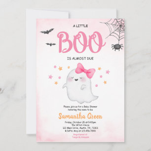 Pink A Little Boo Baby Shower Invitation