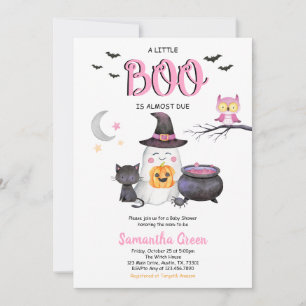 Pink A Little Boo Baby Shower Invitation