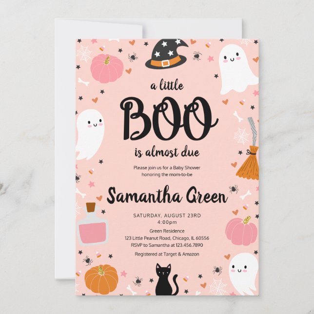 Pink A Little Boo Baby Shower Invitation (Front)