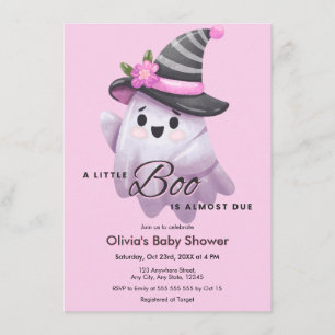 Pink A Little Boo Halloween Baby Shower  Invitation