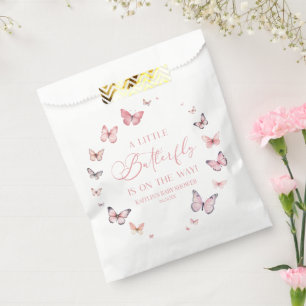 Pink A Little Butterfly Is On The Way Baby Shower  Favour Bag