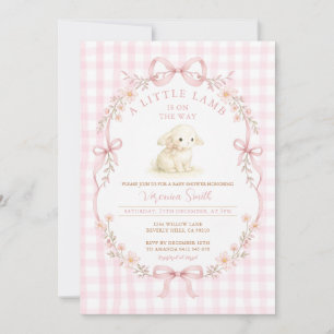 Pink A Little Lamb Is On the Way Invitation