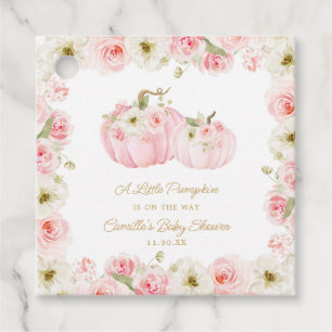Pink A Little Pumpkin Baby Shower Favour Tags