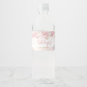 Pink A Little Snowflake Baby Shower  Water Bottle Label