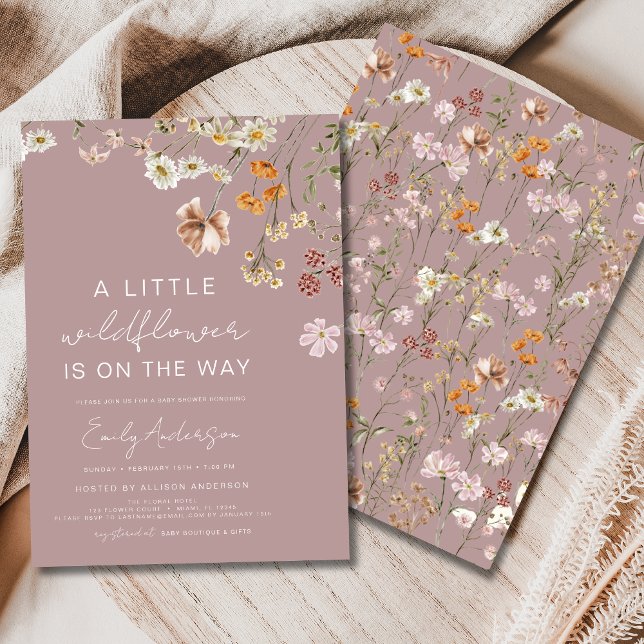 Pink A Little Wildflower Baby Shower Invitation (Creator Uploaded)