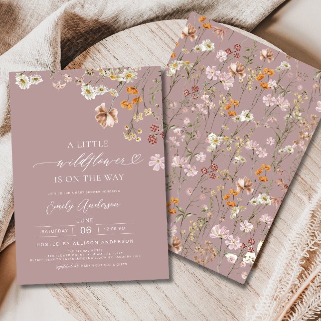 Pink A Little Wildflower Boho Baby Shower Invitation (Creator Uploaded)