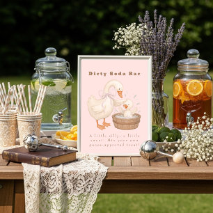 Pink A Silly Goose Dirty Soda Bar Sign Invitation