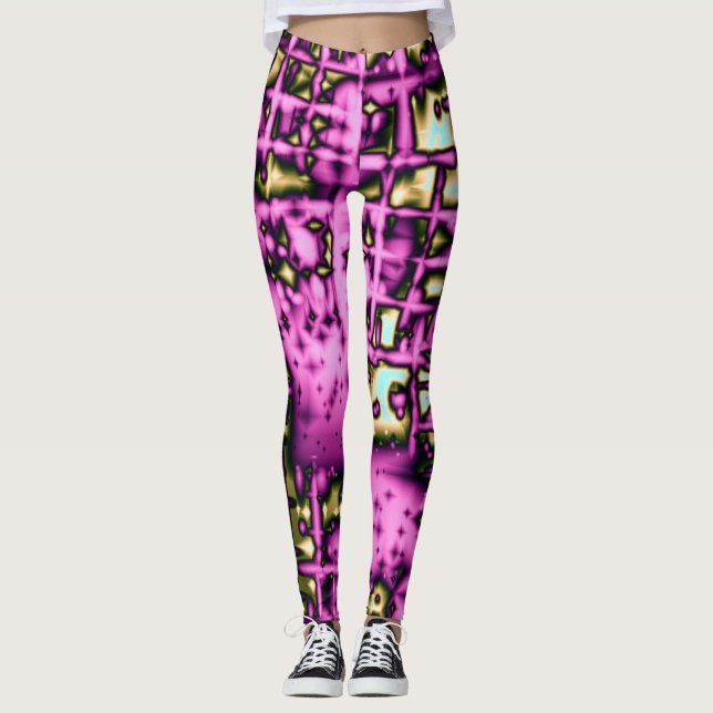 Pink Abstract Art Leggings (Front)