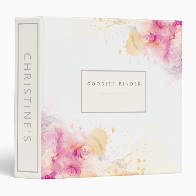 Pink Abstract Art Recipe Customized Name Binder (Front/Spine)