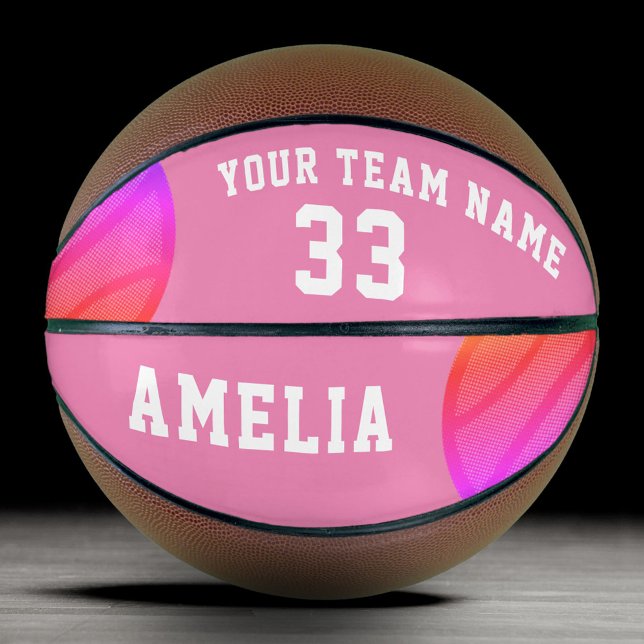 Pink Abstract Basket Balls Player Name Team  Basketball (Creator Uploaded)