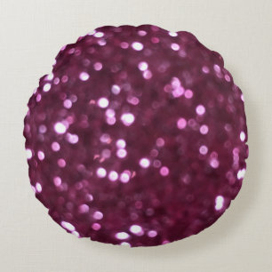 Pink abstract, bokeh defocused lights. round pillow