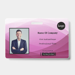 Pink Abstract Business Photo Identification ID Badge