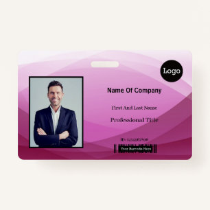 Pink Abstract Business Photo Identification ID Badge