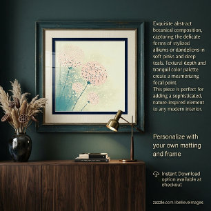 Pink abstract dandelions art poster