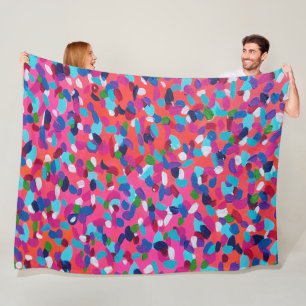 Pink Abstract Fleece Blanket