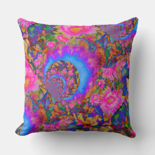 Pink abstract flora Sunflower Fields forever Throw Pillow