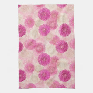 Pink Abstract Floral Lace Circle Pattern Kitchen Towel