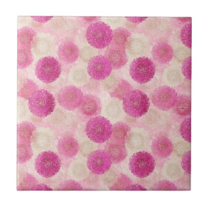 Pink Abstract Floral Lace Circle Pattern Tile