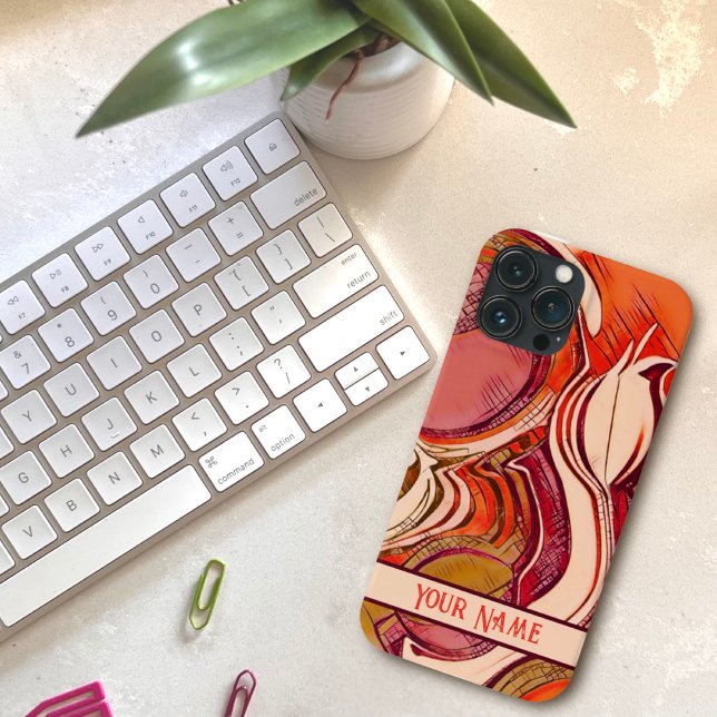 Pink Abstract Floral Red Customized Modern Case-Mate iPhone Case (Creator Uploaded)