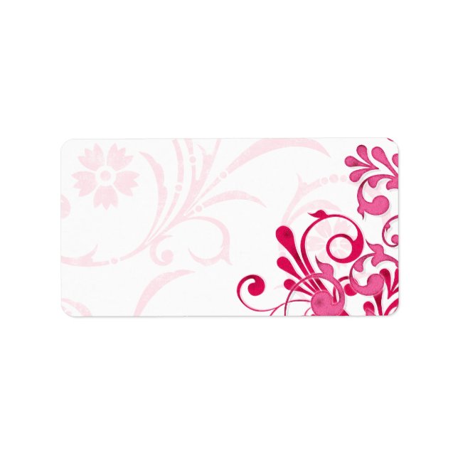 Pink Abstract Floral Wedding Blank Address Label (Front)