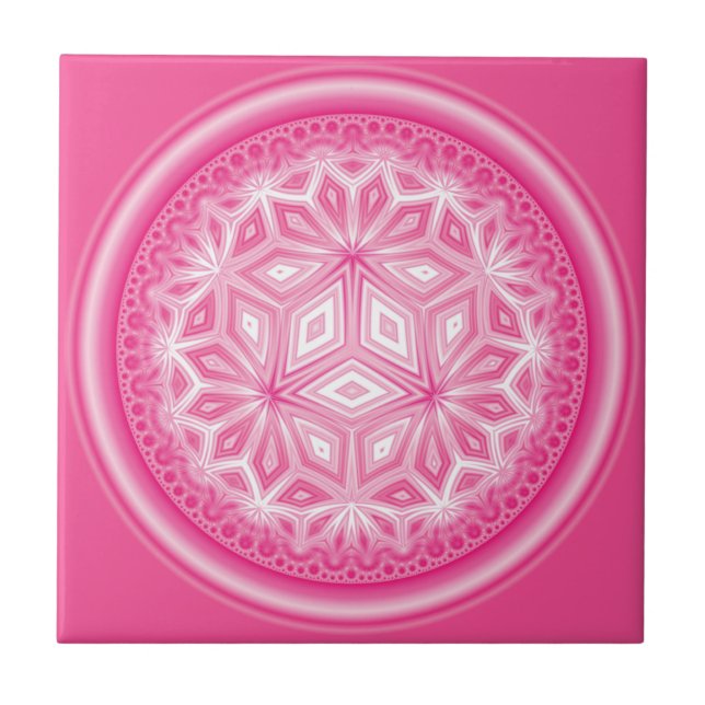 Pink Abstract Flower Ceramic Tile 4.25 Inch (Front)
