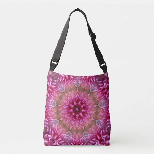 Pink Abstract Flower Crossbody Bag (Front)
