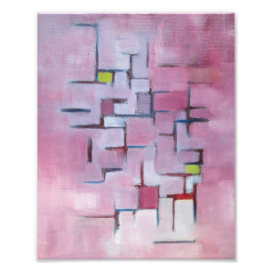 Pink Abstract Geometric Original Art Oil Painting Photo Print