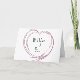 Pink Abstract Heart Be My Bridesmaid Invitation