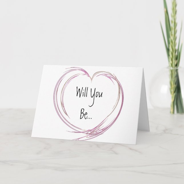 Pink Abstract Heart Be My Bridesmaid Invitation (Front)