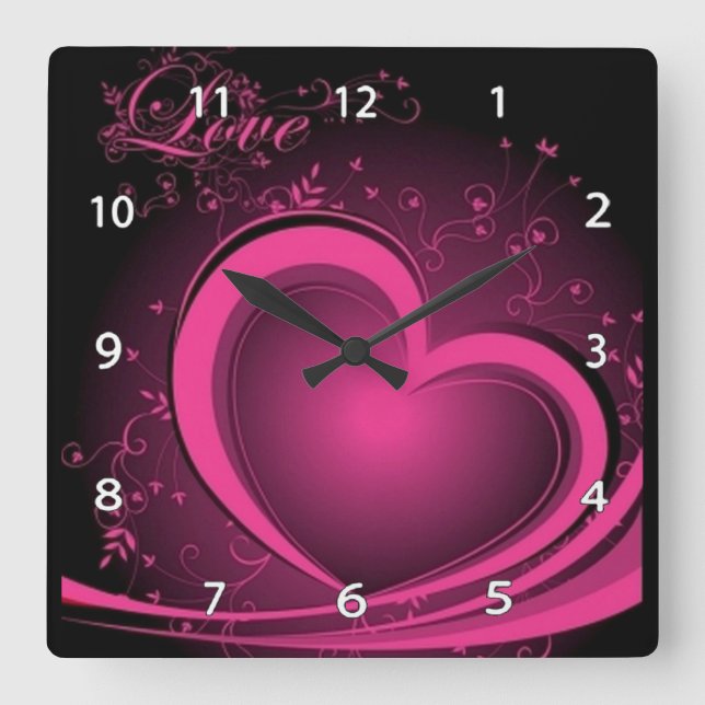 Pink Abstract Heart Clock (Front)