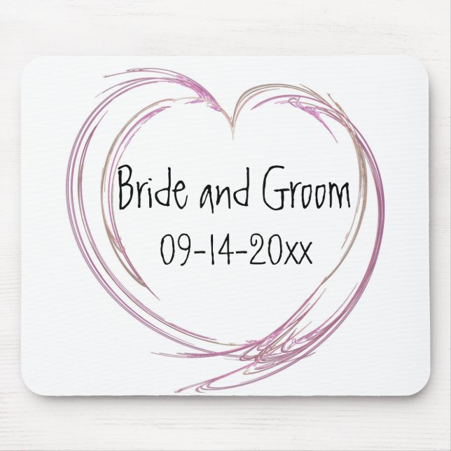 Pink Abstract Heart Wedding Mouse Pad (Front)