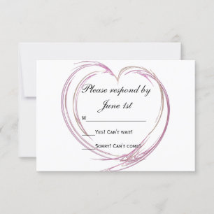 Pink Abstract Heart Wedding RSVP Response Card