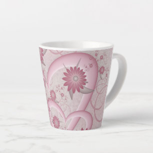 Pink Abstract Hearts & Flowers Love Fractal Art Latte Mug