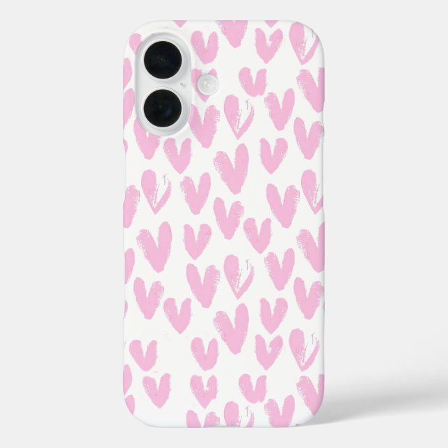 Pink Abstract Hearts On White Case-Mate iPhone Case (Back)
