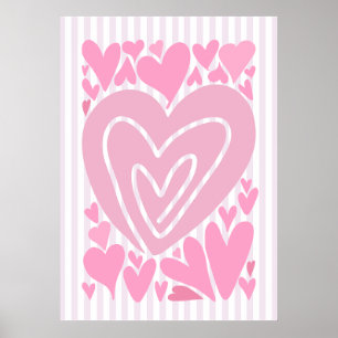 Pink Abstract Hearts Poster