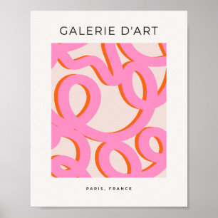 Pink Abstract Line Brush Strokes Poster