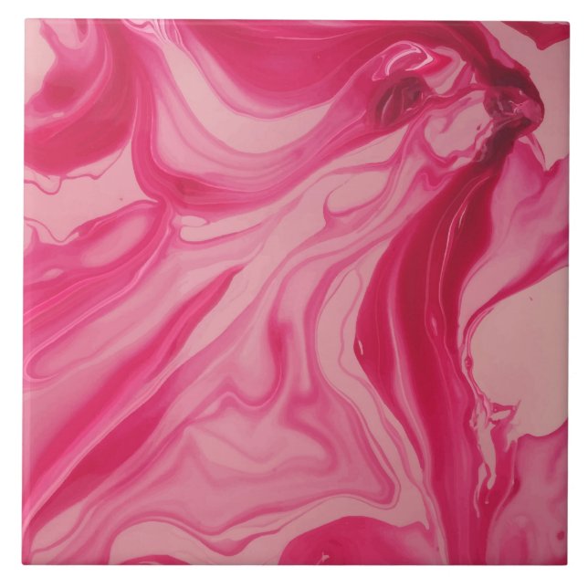 Pink abstract marble pattern home office decor tile (Front)