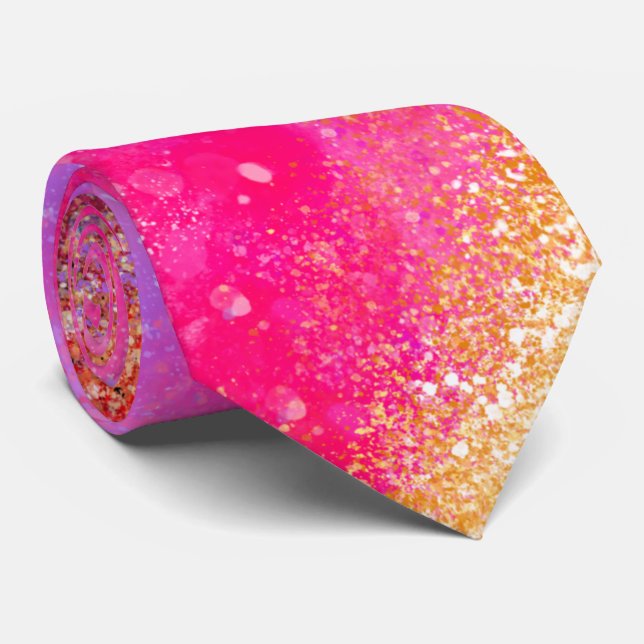 Pink Abstract Neck Tie (Rolled)