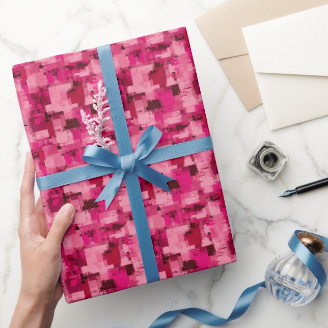 Pink Abstract Paint  Wrapping Paper (Gifting)