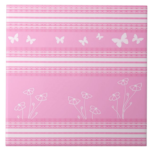 Pink abstract pattern Ceramic Tile (Front)