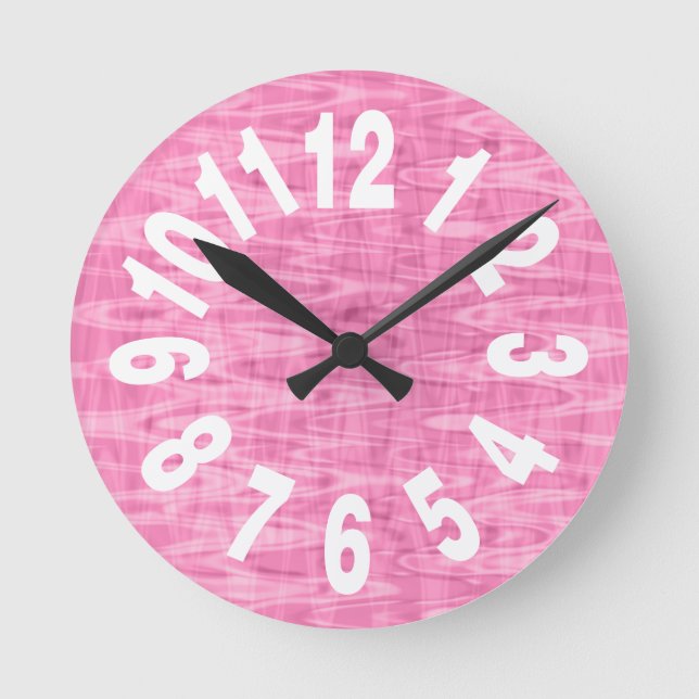 Pink Abstract Pattern Large Numbers Round Clock (Front)