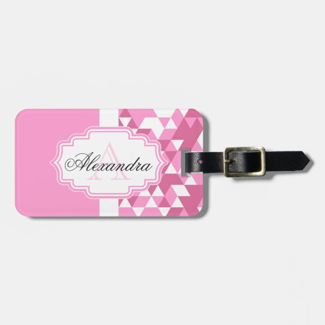 Pink Abstract Pattern Luggage Tag (Front Horizontal)
