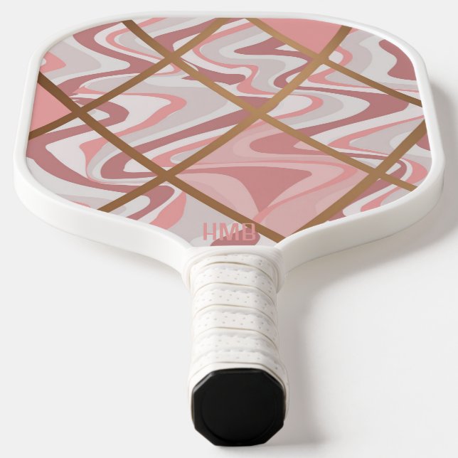 Pink Abstract Pattern Personalized Pickleball Paddle (Laydown)