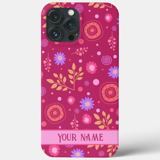 Pink Abstract Personalized Name Fun Modern Case-Mate iPhone Case (Back)