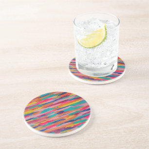 Pink Abstract Stripes Coaster