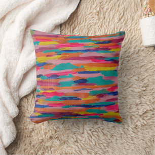 Pink Abstract Stripes Throw Pillow